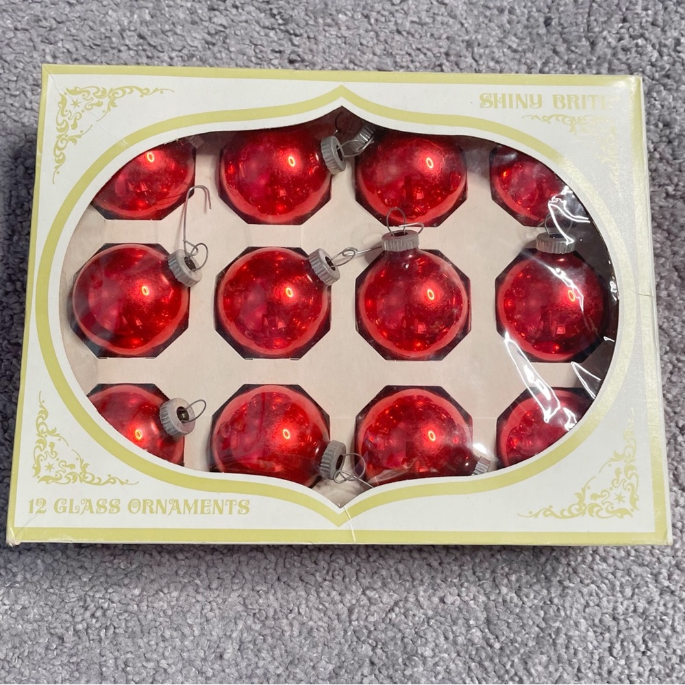 Vintage Shiny Brite Red 12 Mercury Glass Christmas Ball Ornament